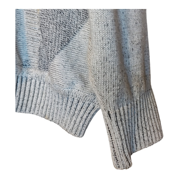 ST Croix Knits Norm Thompson Mens V Neck Argyle Sweater L Grey Cotton Blend - Picture 4 of 8